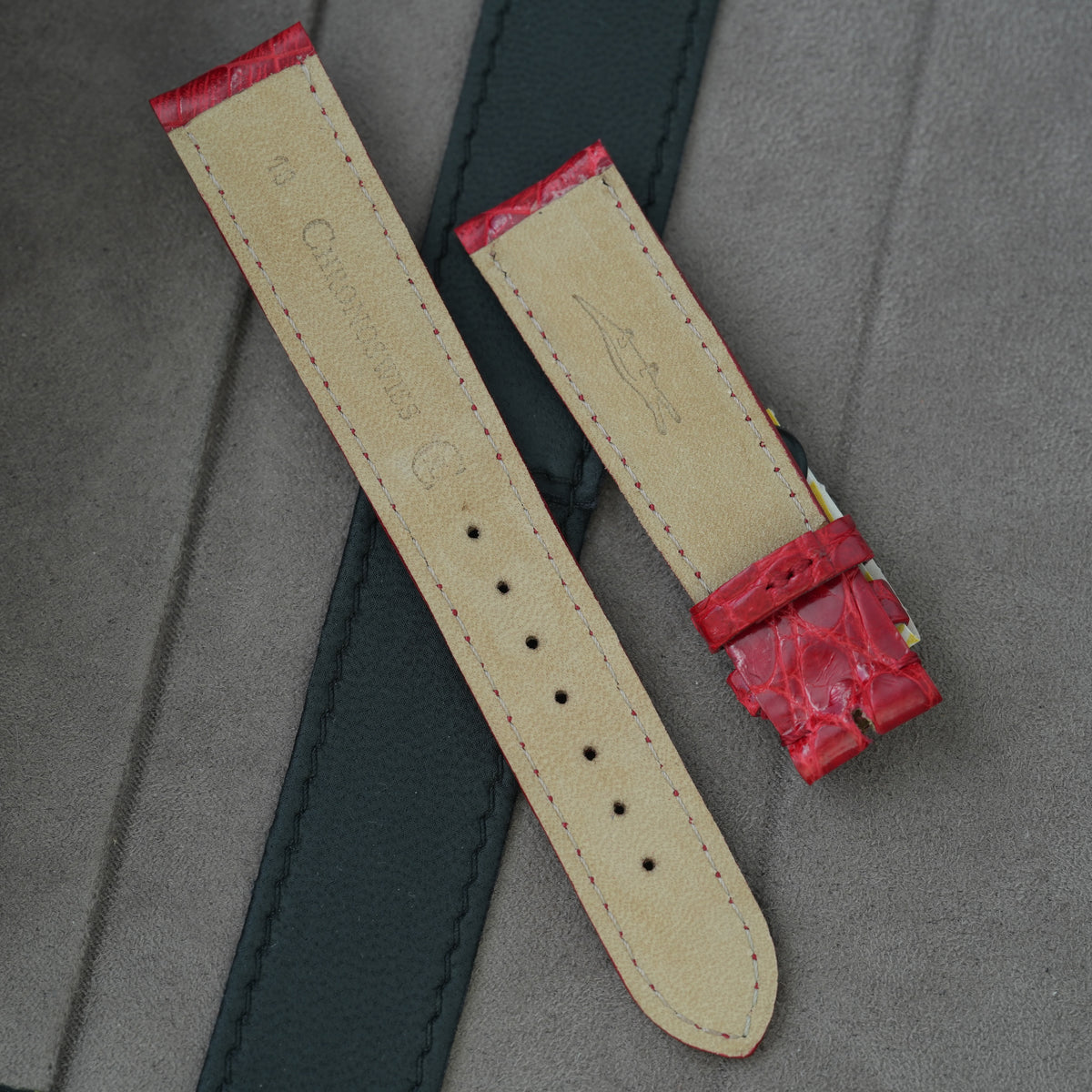 Chronoswiss Lederarmband NOS 18/16mm Rot Krokodil