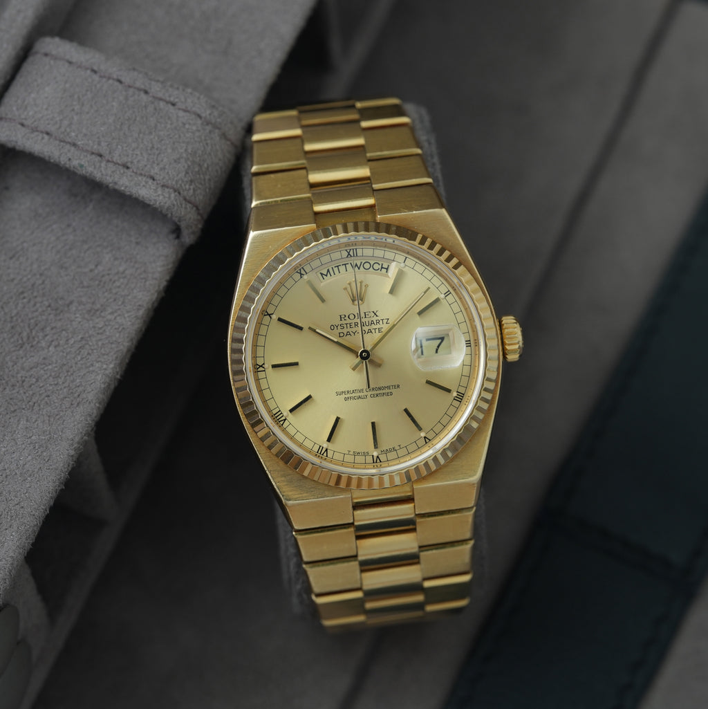 Rolex Day-Date Oysterquartz 36 Ref. 19018 'Champagner Blatt'