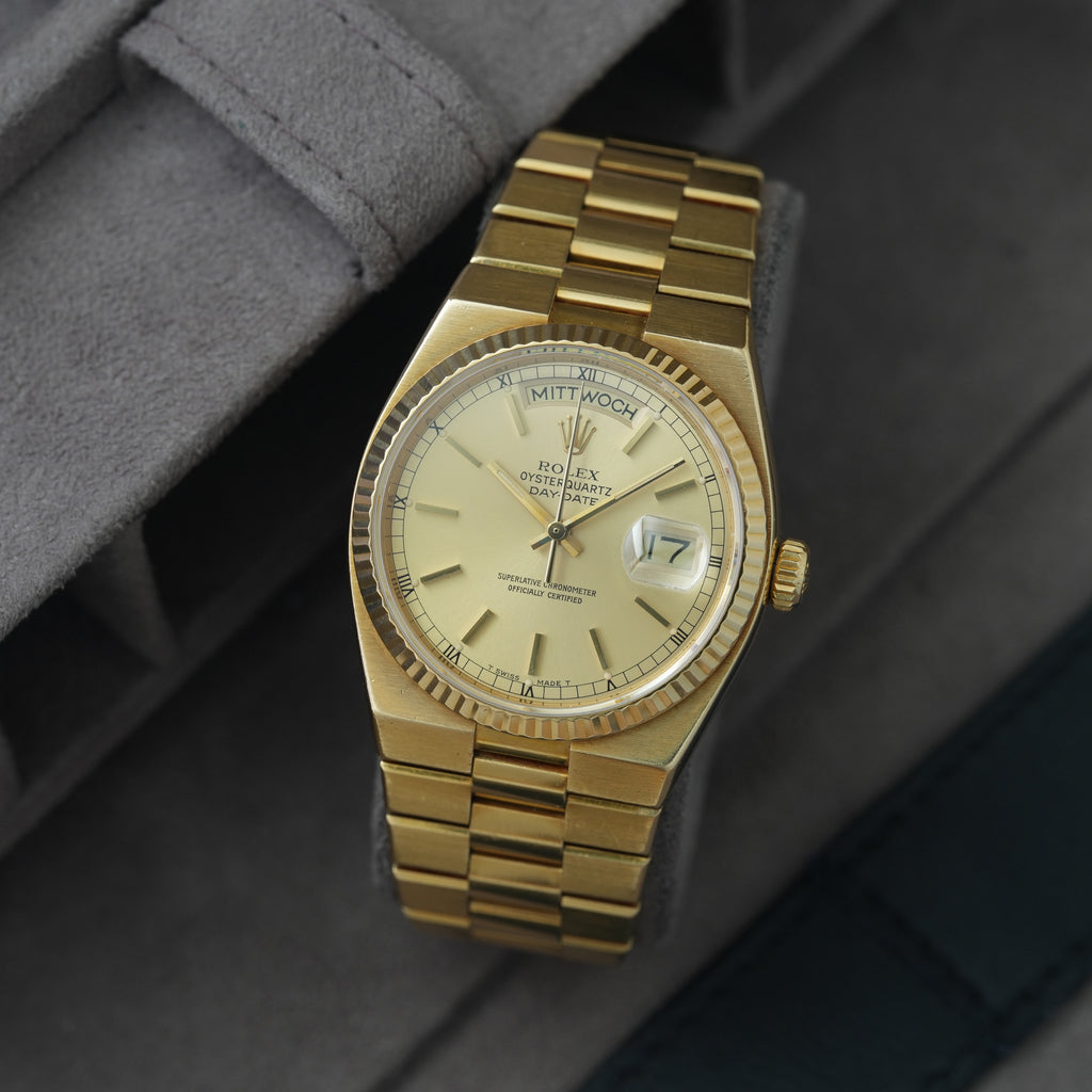 Rolex Day-Date Oysterquartz 36 Ref. 19018 'Champagner Blatt'