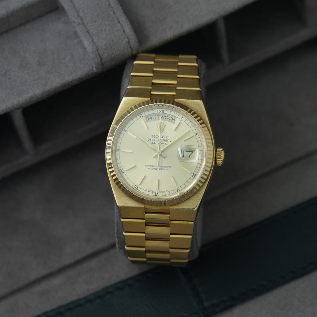Rolex Day-Date Oysterquartz 36 Ref. 19018 'Champagner Blatt'