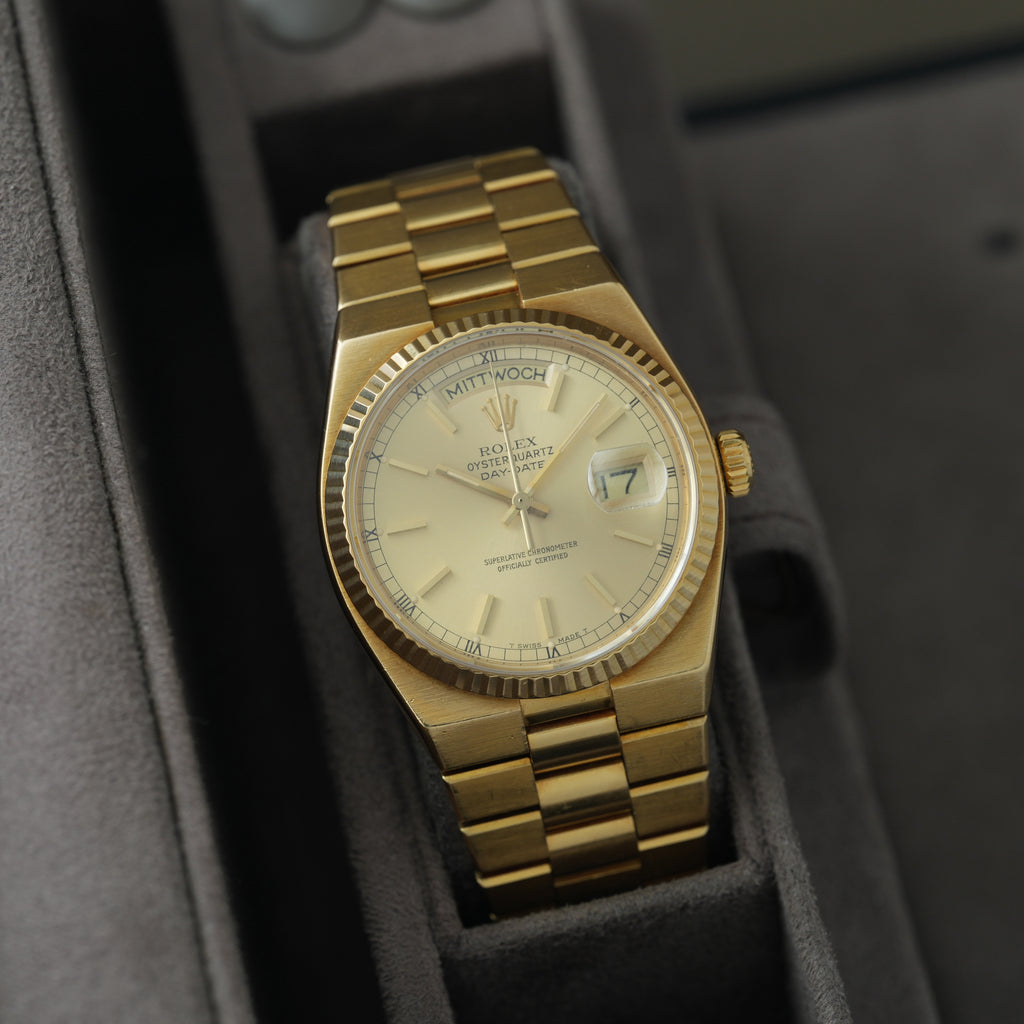 Rolex Day-Date Oysterquartz 36 Ref. 19018 'Champagner Blatt'