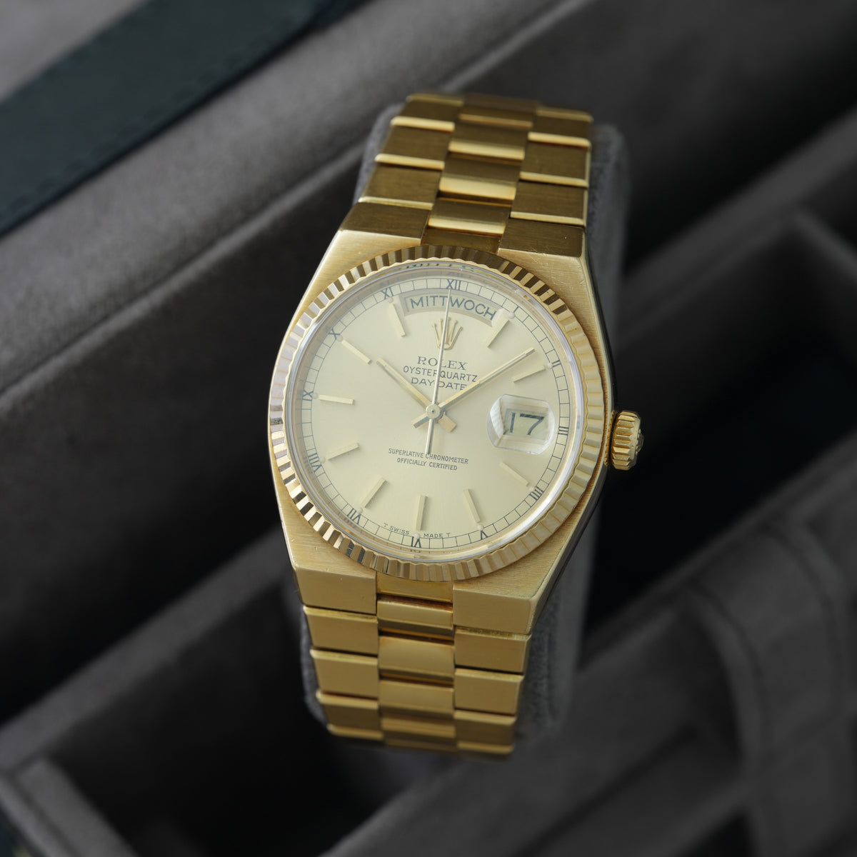 Rolex Day-Date Oysterquartz 36 Ref. 19018 'Champagner Blatt'