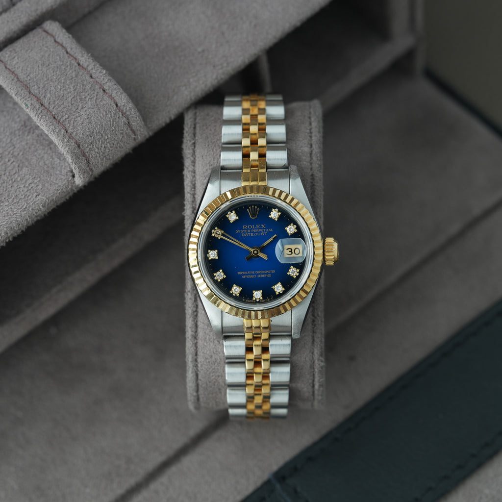 Rolex Lady-Datejust 26mm Ref. 69173 'Blau Vignette' Box & Papiere