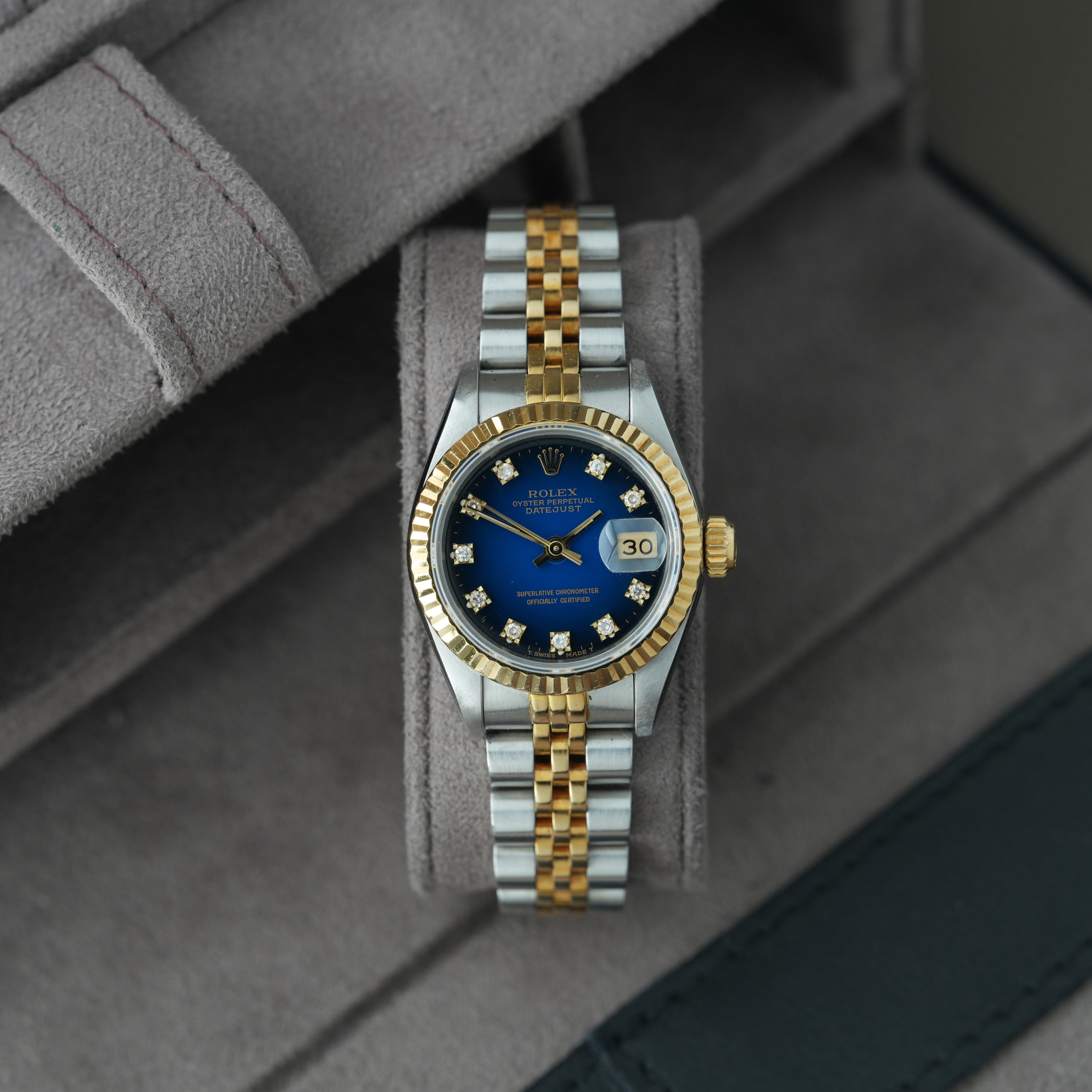 Rolex Lady-Datejust 26mm Ref. 69173 'Blau Vignette' Box & Papiere