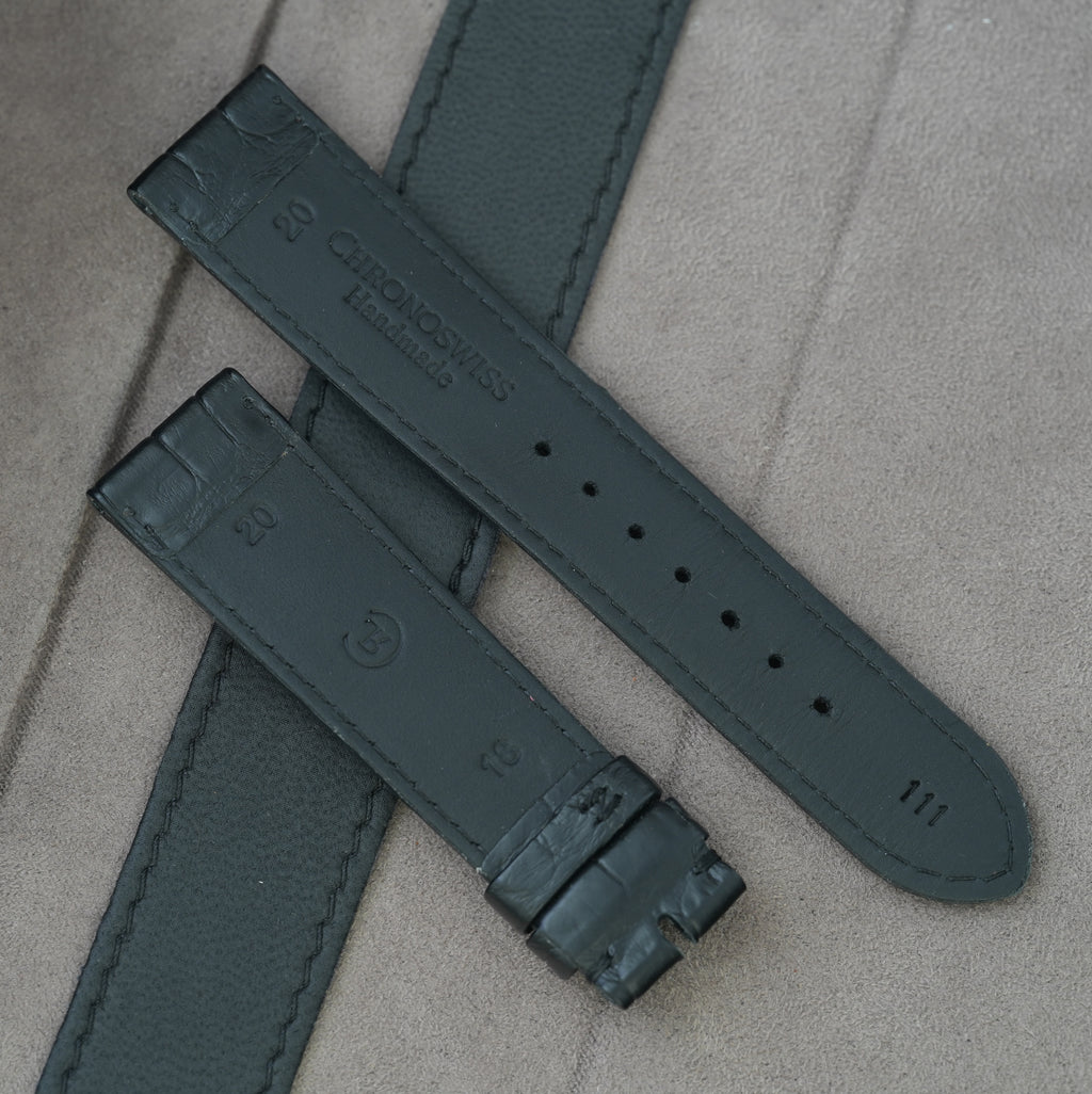 Chronoswiss Lederarmband NOS 20/18mm Schwarz Krokodil