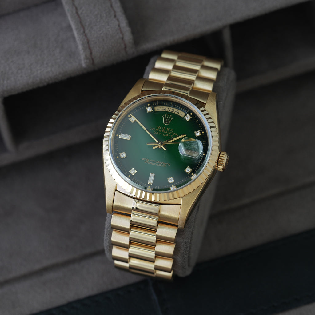 Rolex Day-Date Ref. 18238 'Grün Vignette-Degrade' Box & Papiere