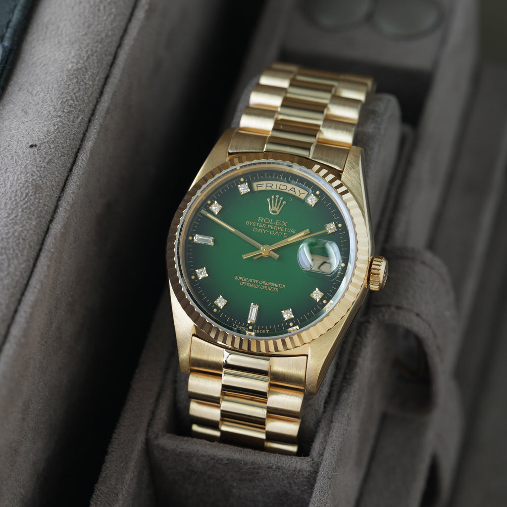Rolex Day-Date Ref. 18238 'Grün Vignette-Degrade' Box & Papiere