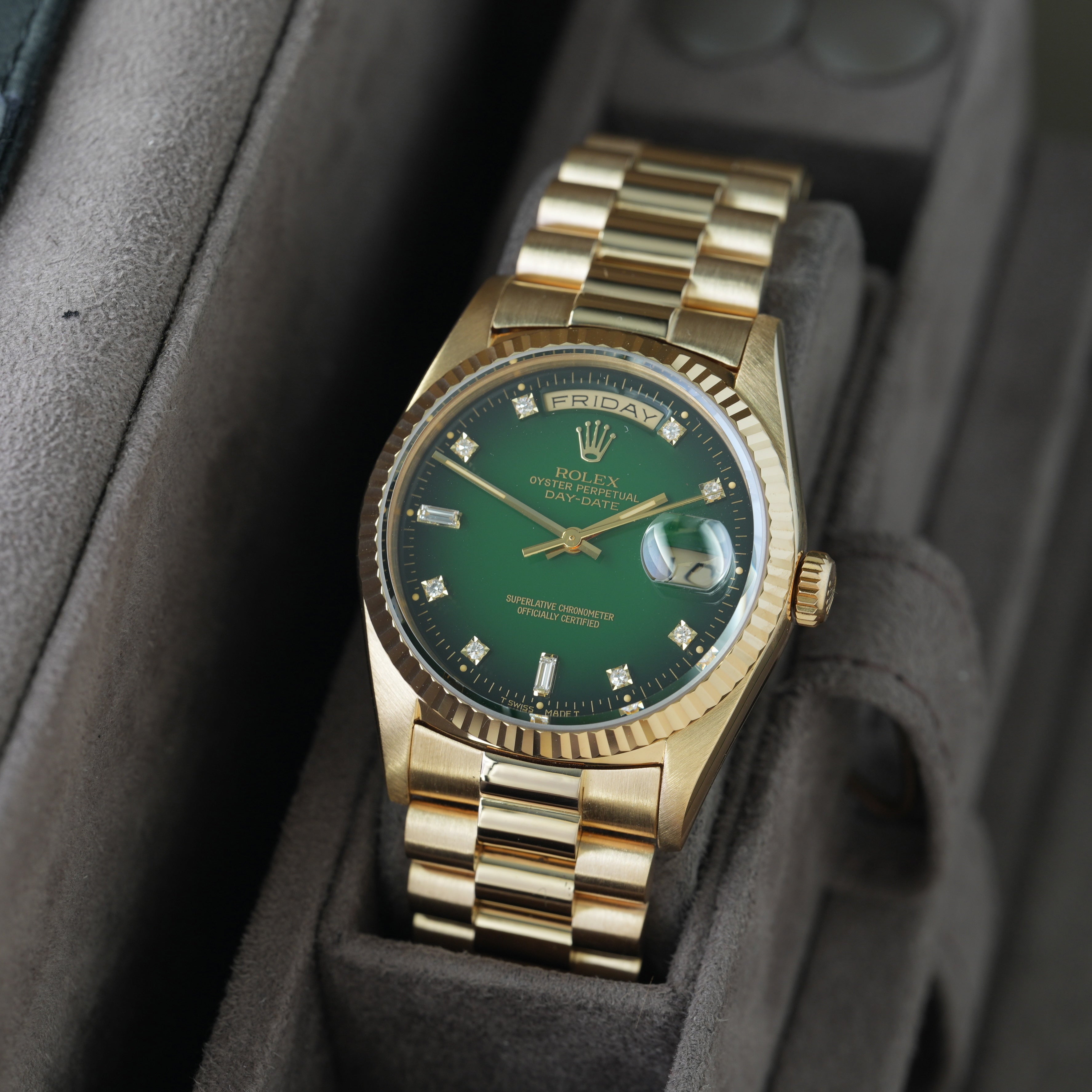 Rolex Day-Date Ref. 18238 'Grün Vignette-Degrade' Box & Papiere