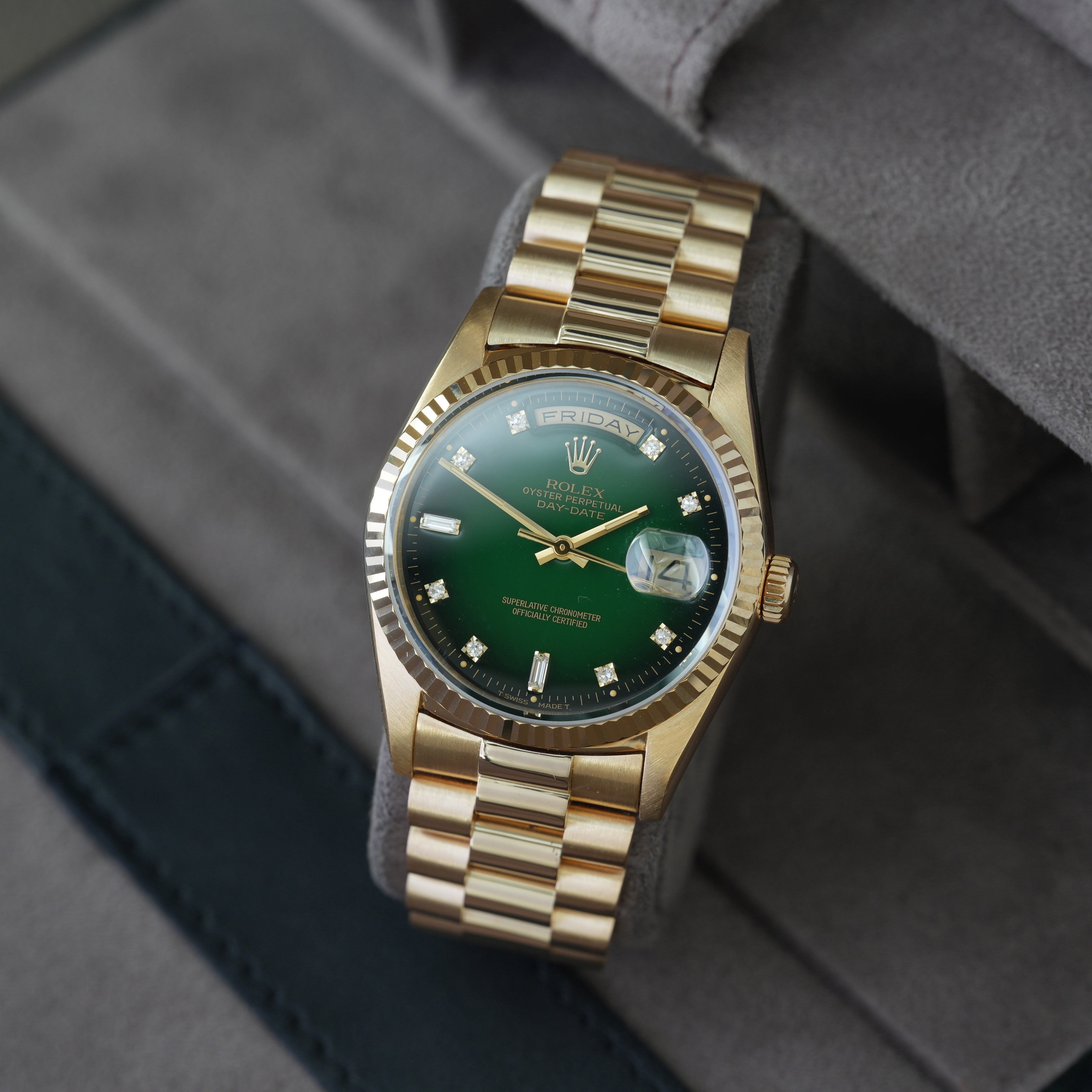 Rolex Day-Date Ref. 18238 'Grün Vignette-Degrade' Box & Papiere