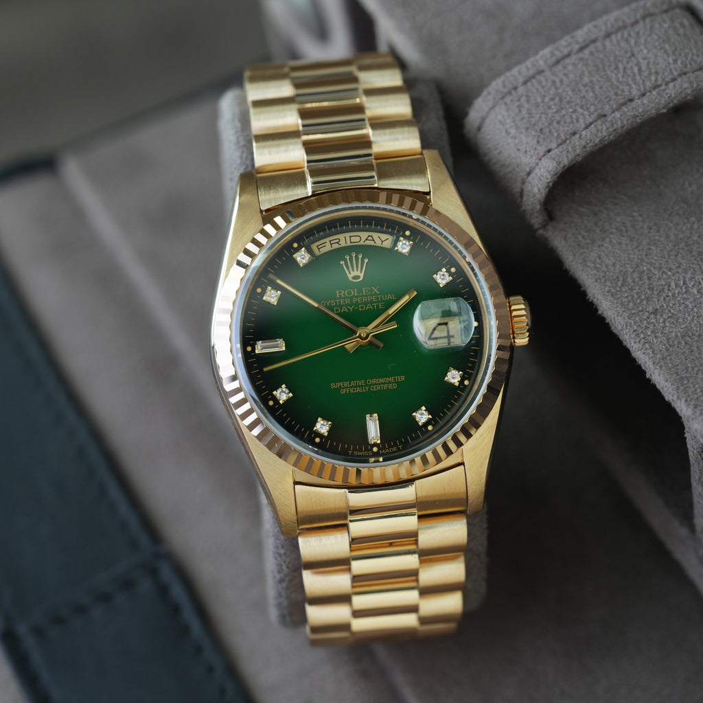 Rolex Day-Date Ref. 18238 'Grün Vignette-Degrade' Box & Papiere