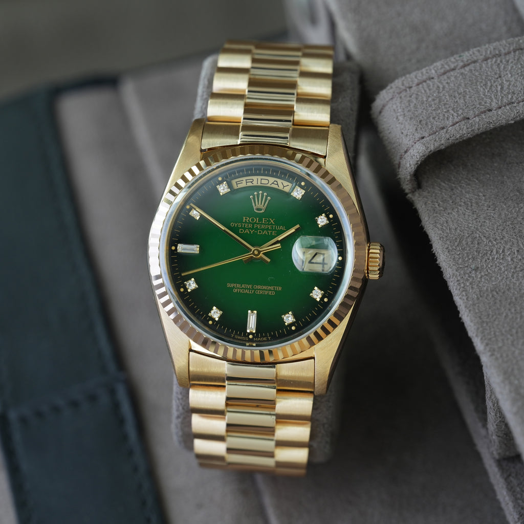 Rolex Day-Date Ref. 18238 'Grün Vignette-Degrade' Box & Papiere