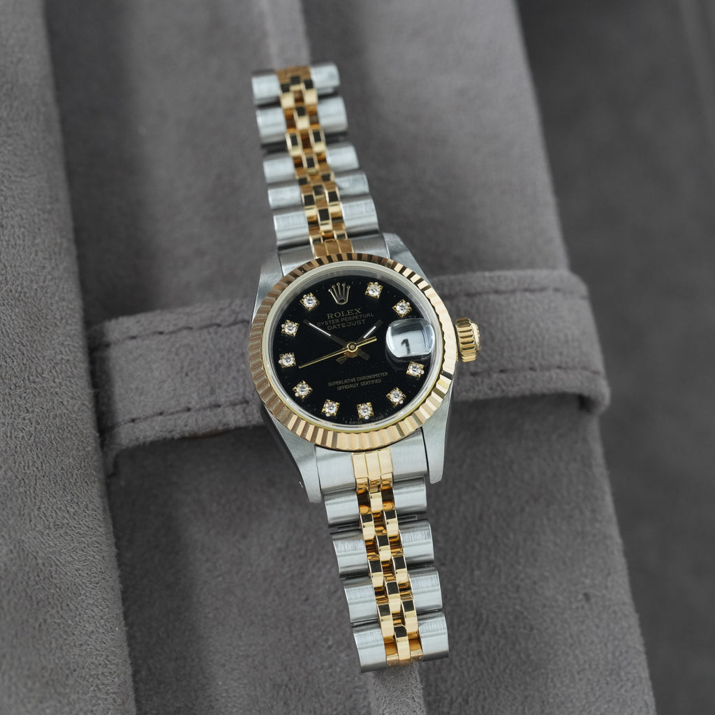 Rolex Lady-Datejust 26mm Ref. 69173 'Schwarzes Diamant-Blatt' Box & Papiere 1993