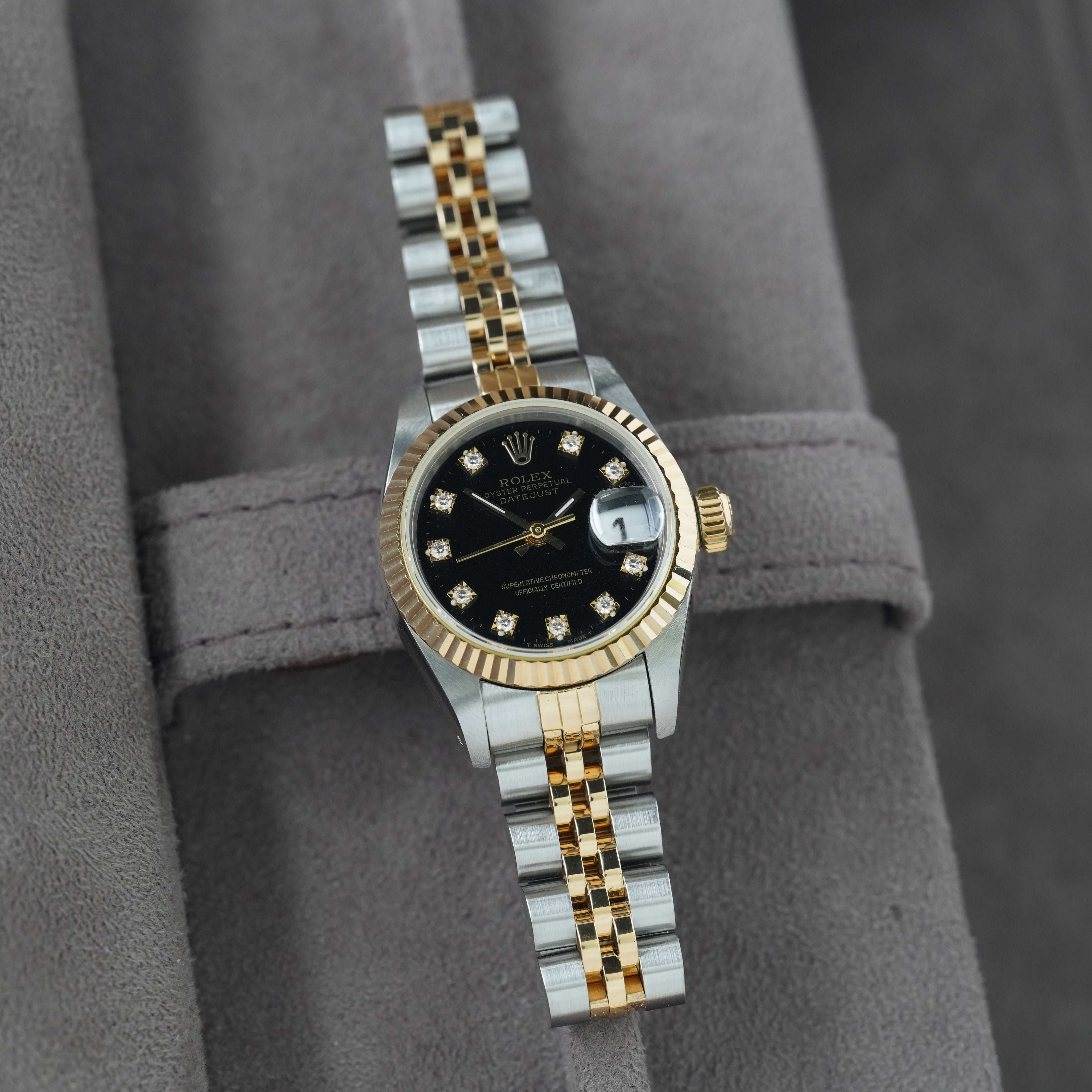 Rolex Lady-Datejust 26mm Ref. 69173 'Schwarzes Diamant-Blatt' Box & Papiere 1993