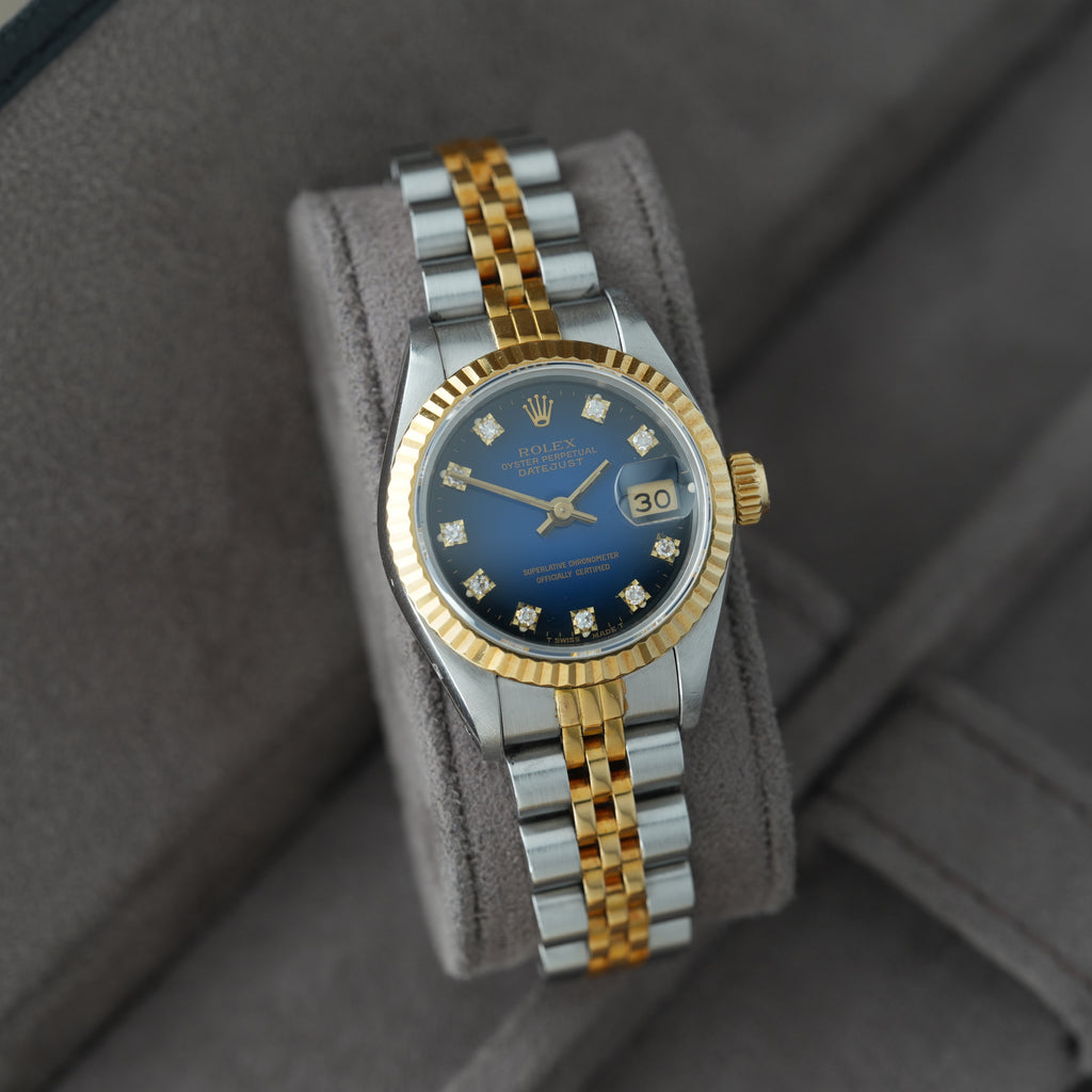 Rolex Lady-Datejust 26mm Ref. 69173 'Blau Vignette' Box & Papiere