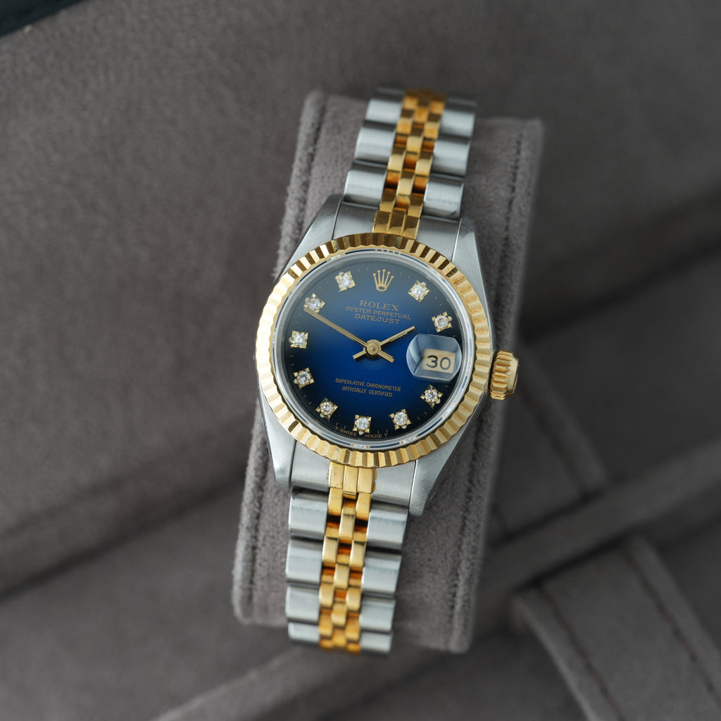Rolex Lady-Datejust 26mm Ref. 69173 'Blau Vignette' Box & Papiere