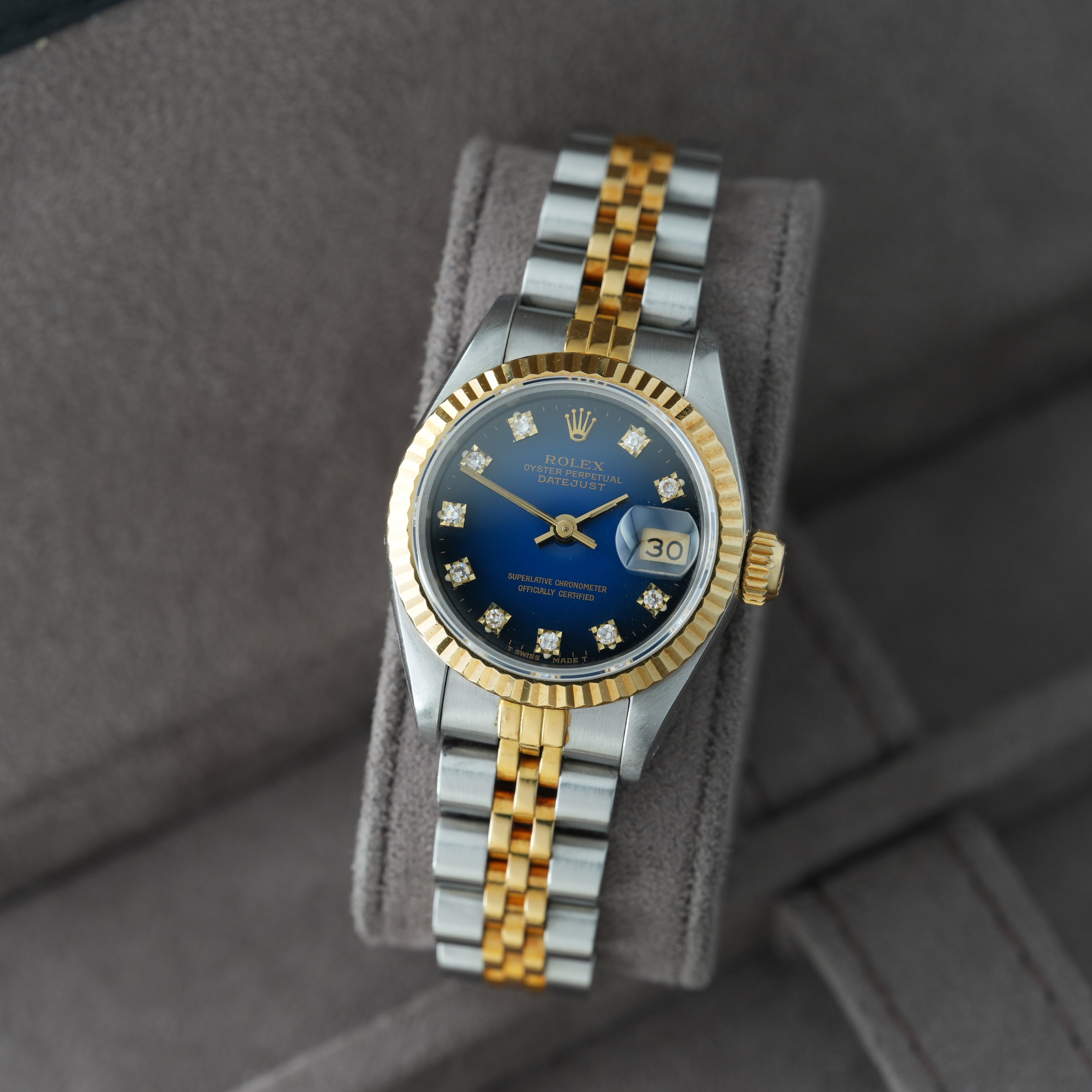 Rolex Lady-Datejust 26mm Ref. 69173 'Blau Vignette' Box & Papiere