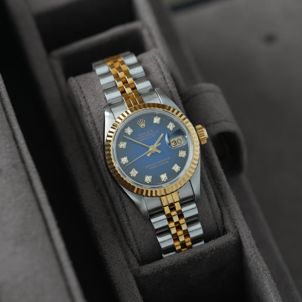 Rolex Lady-Datejust 26mm Ref. 69173 'Blau Vignette' Box & Papiere