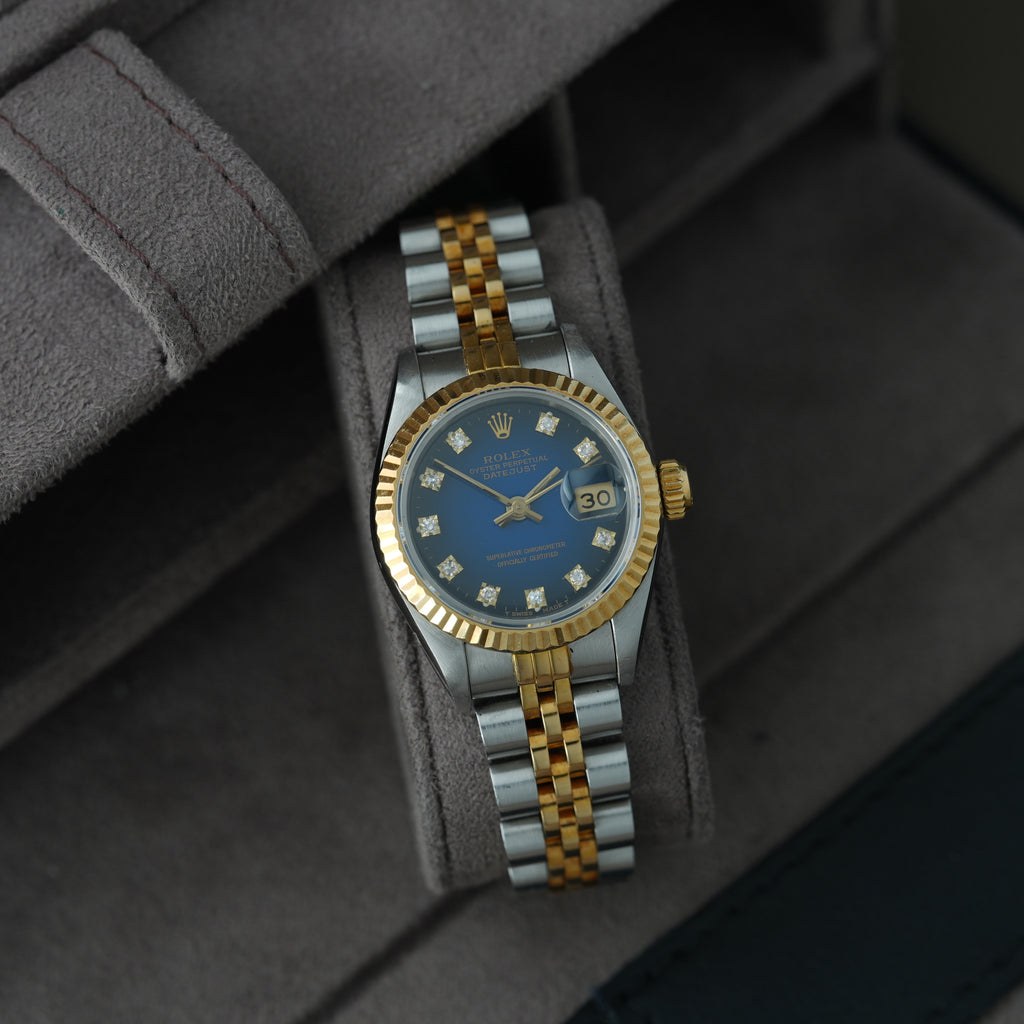 Rolex Lady-Datejust 26mm Ref. 69173 'Blau Vignette' Box & Papiere