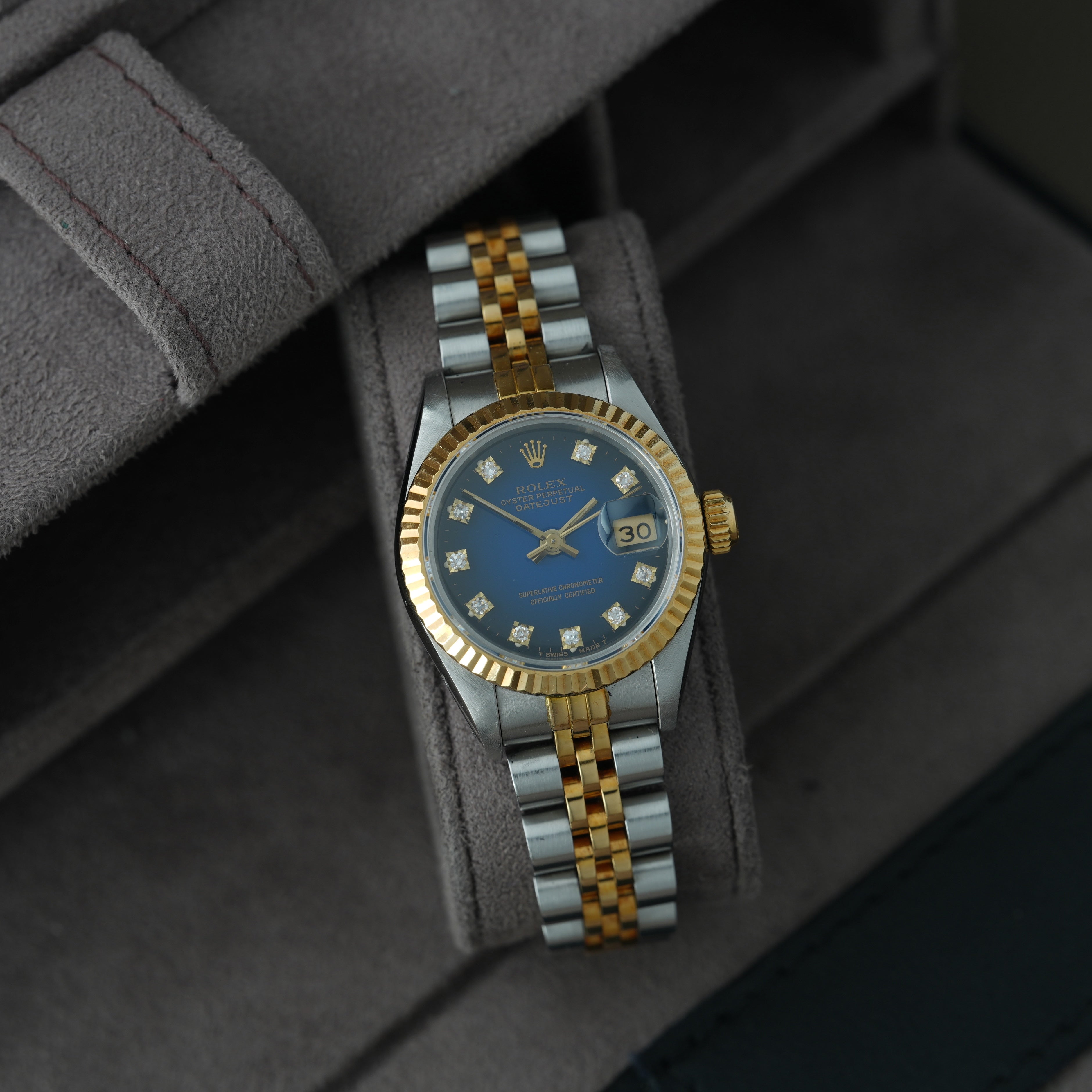 Rolex Lady-Datejust 26mm Ref. 69173 'Blau Vignette' Box & Papiere
