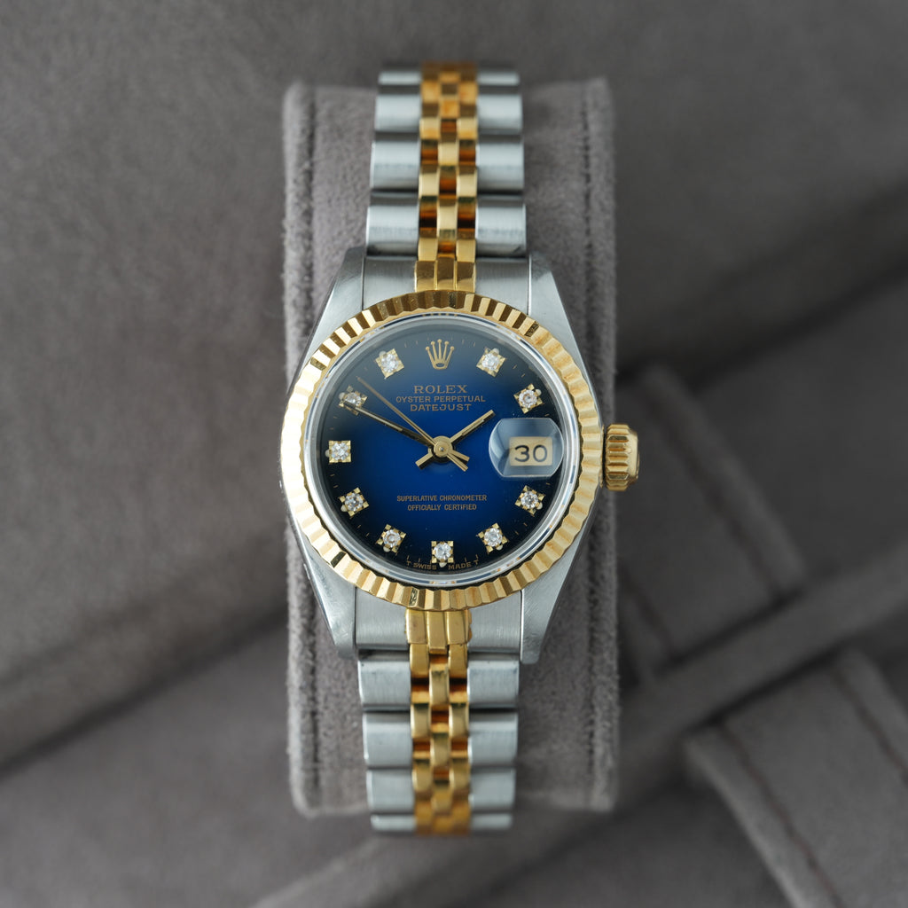 Rolex Lady-Datejust 26mm Ref. 69173 'Blau Vignette' Box & Papiere