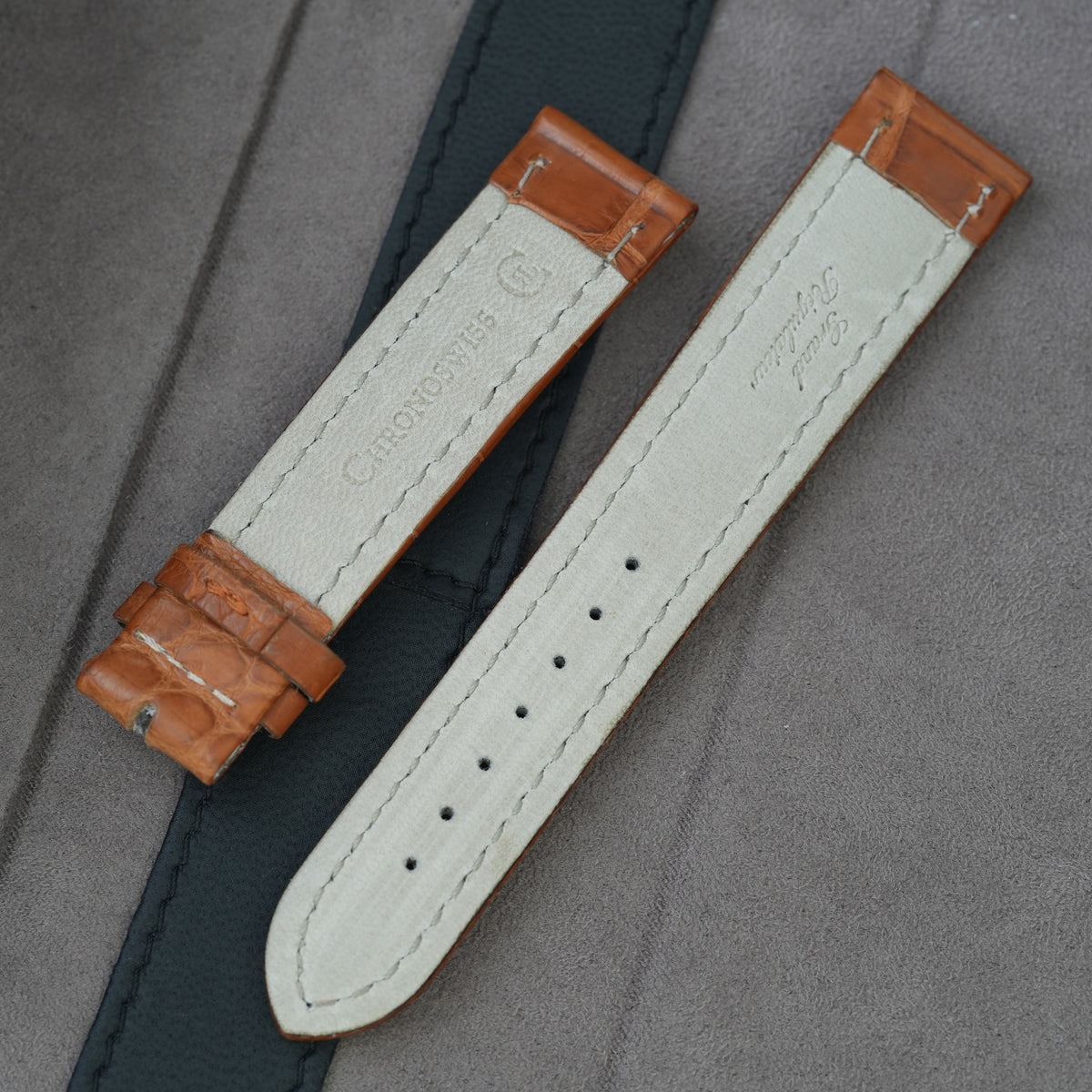 Chronoswiss Lederarmband NOS 20/18mm Braun Krokodil