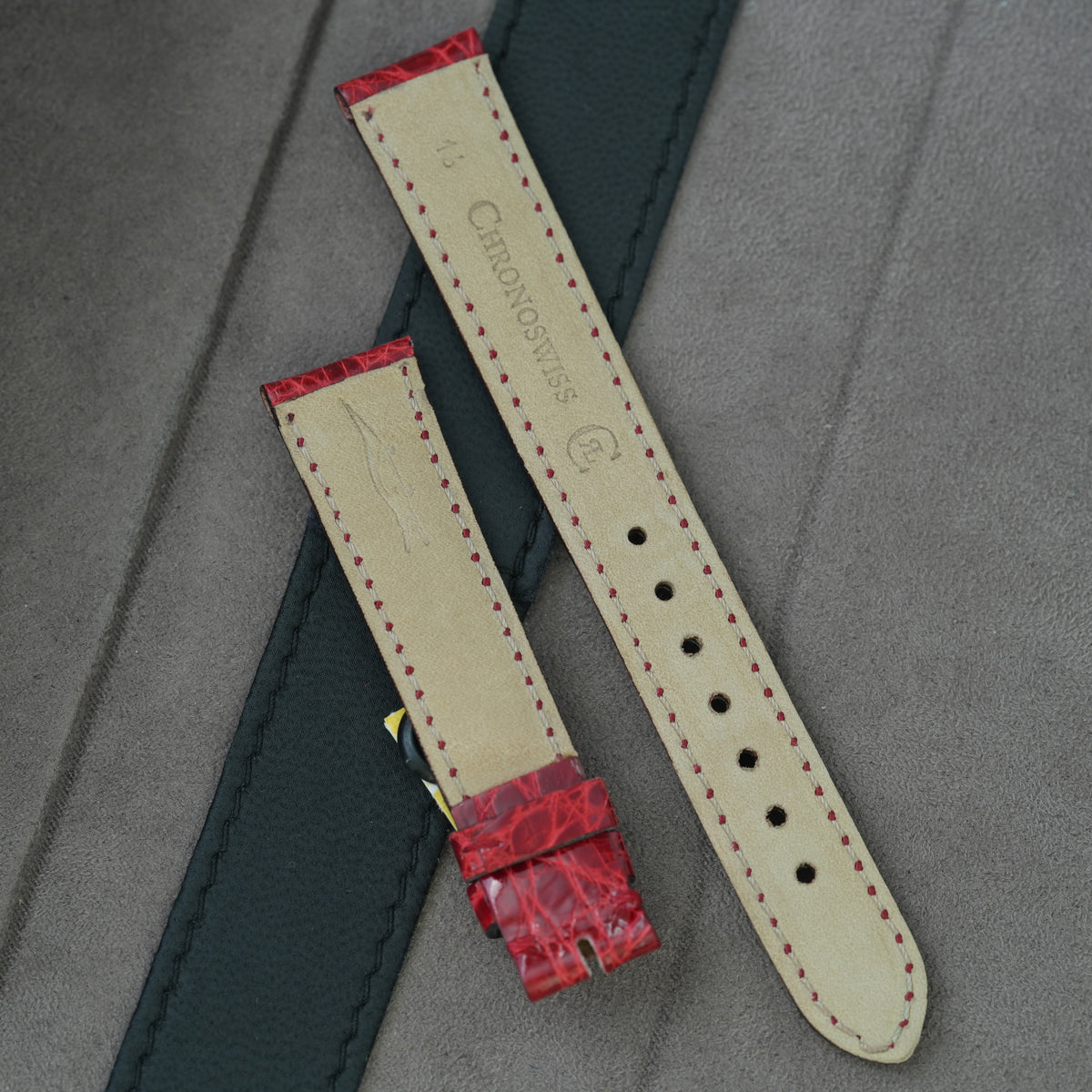 Chronoswiss Lederarmband NOS 16/14mm Rot Krokodil