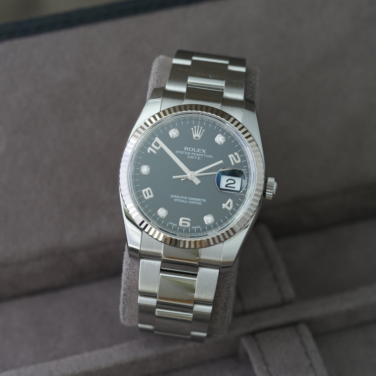 Rolex Oyster Perpetual 34 Ref. 115234 'Schwarzes Diamant Blatt'