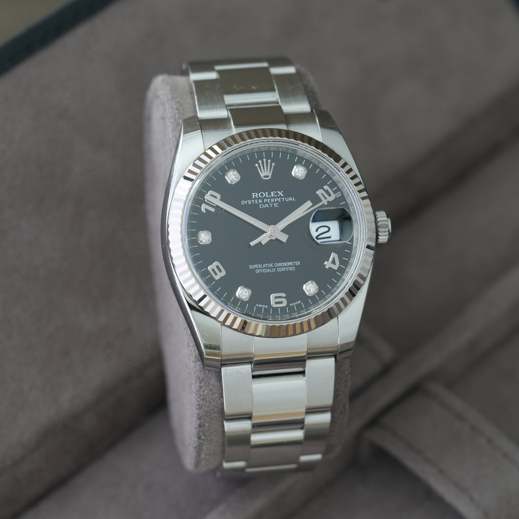 Rolex Oyster Perpetual 34 Ref. 115234 'Schwarzes Diamant Blatt'