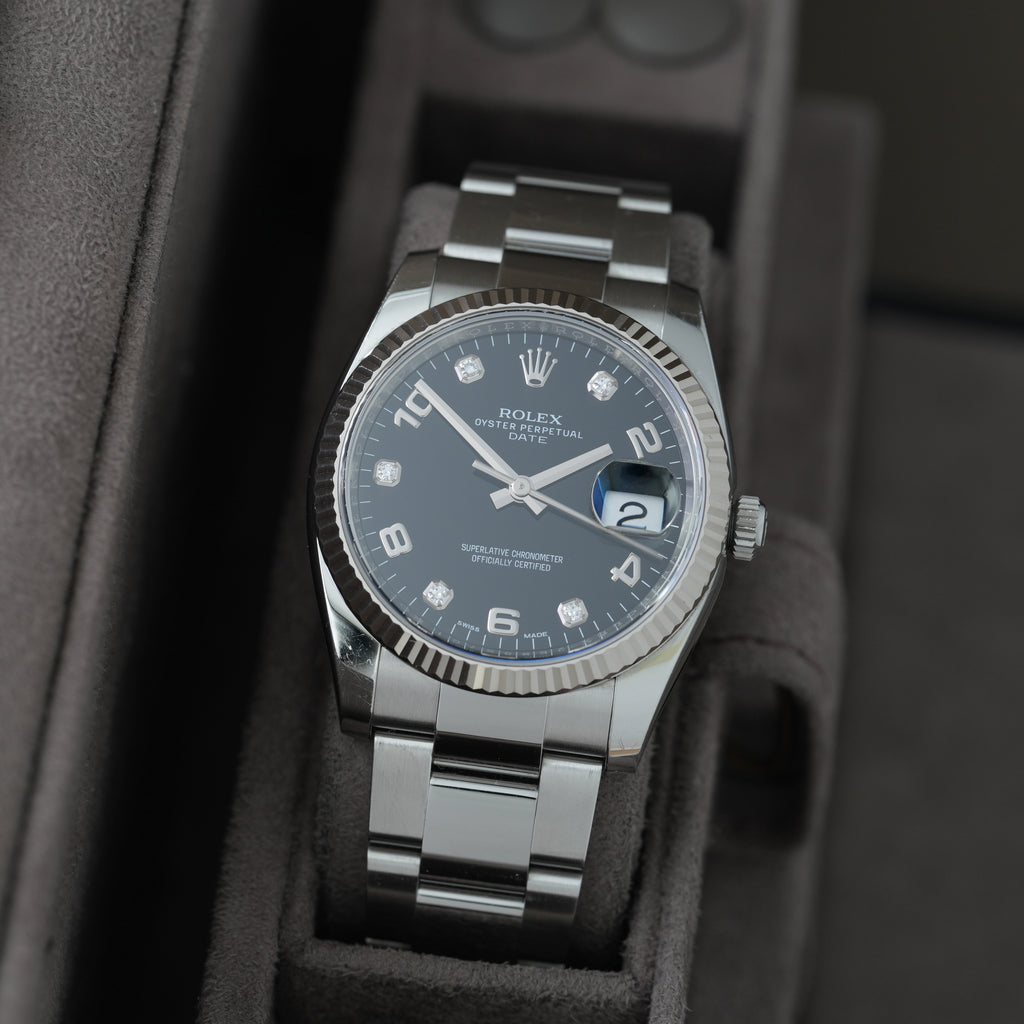 Rolex Oyster Perpetual 34 Ref. 115234 'Schwarzes Diamant Blatt'