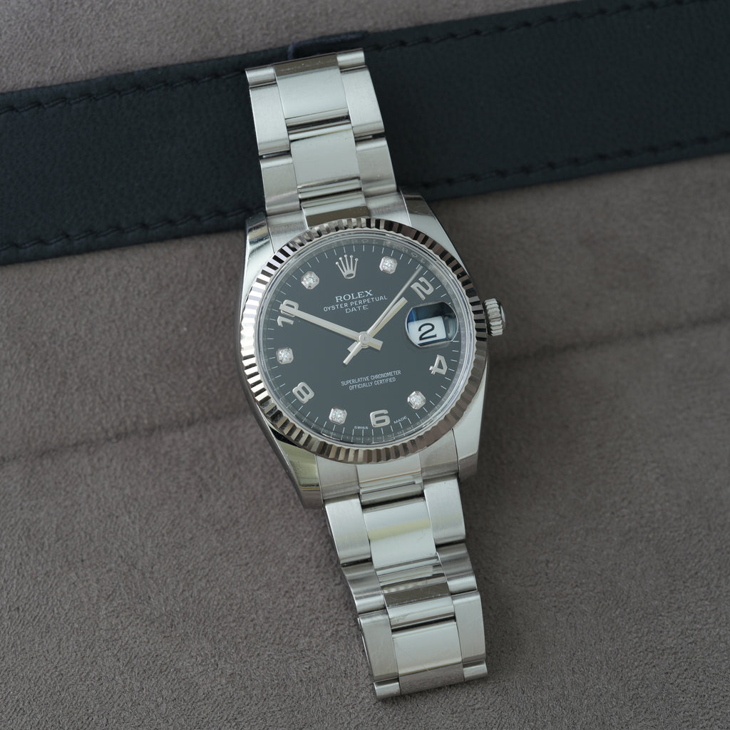 Rolex Oyster Perpetual 34 Ref. 115234 'Schwarzes Diamant Blatt'