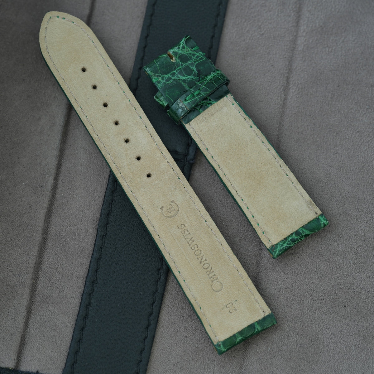 Chronoswiss Lederarmband NOS 20/18mm Grün Krokodil