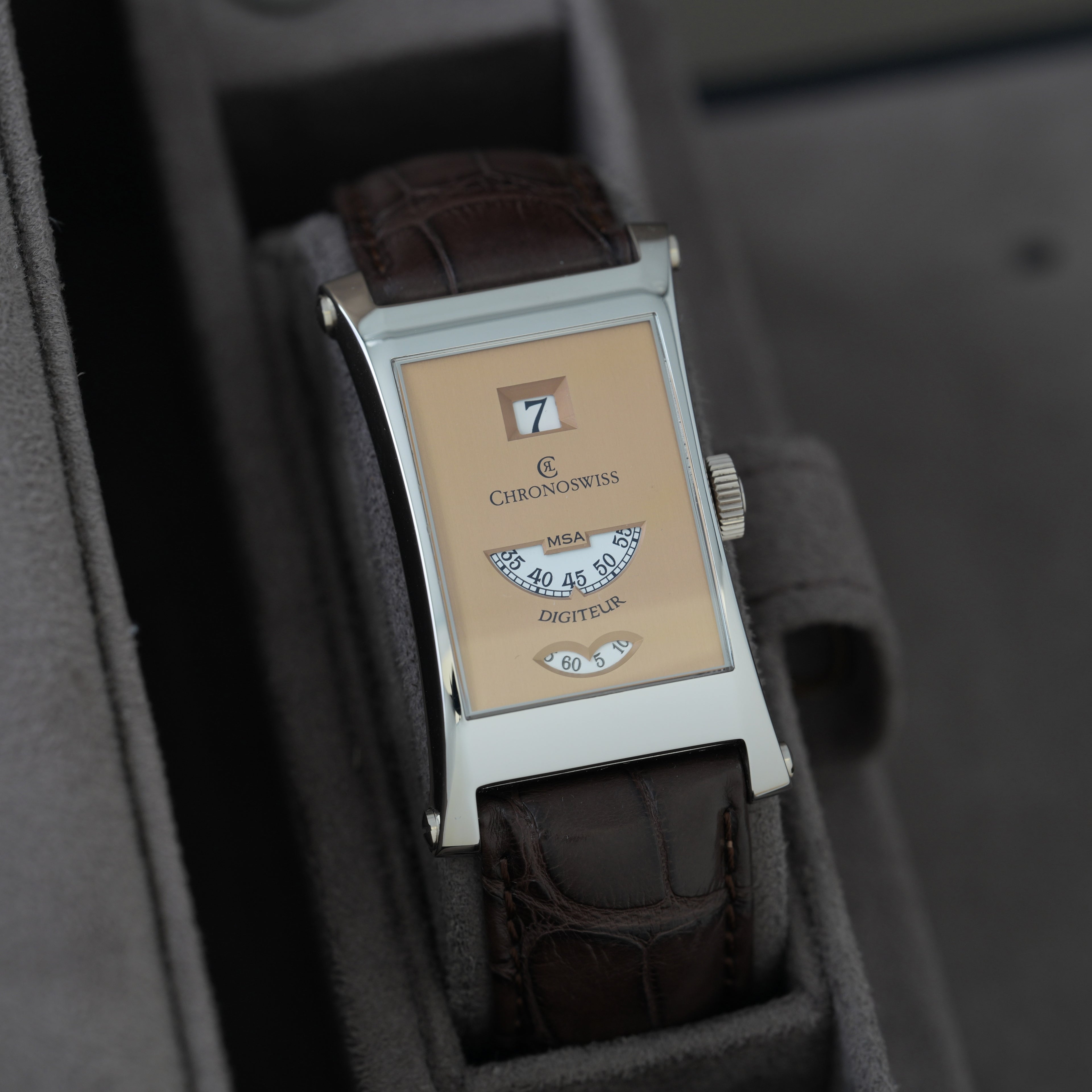 Chronoswiss Digiteur MSA Ref. CH1370 NOS Platin 'Full Set' *Lachs*