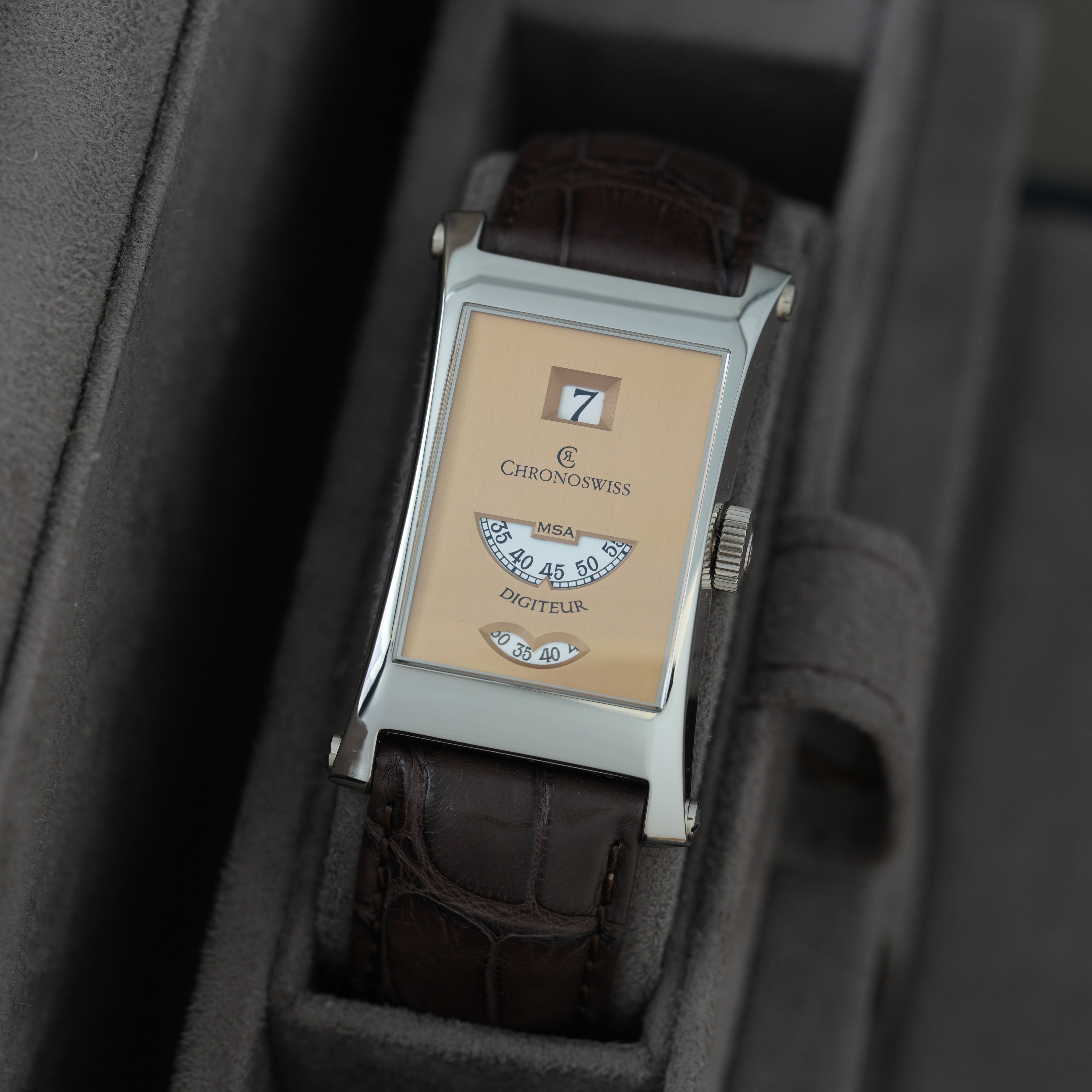 Chronoswiss Digiteur MSA Ref. CH1370 NOS Platin 'Full Set' *Lachs*
