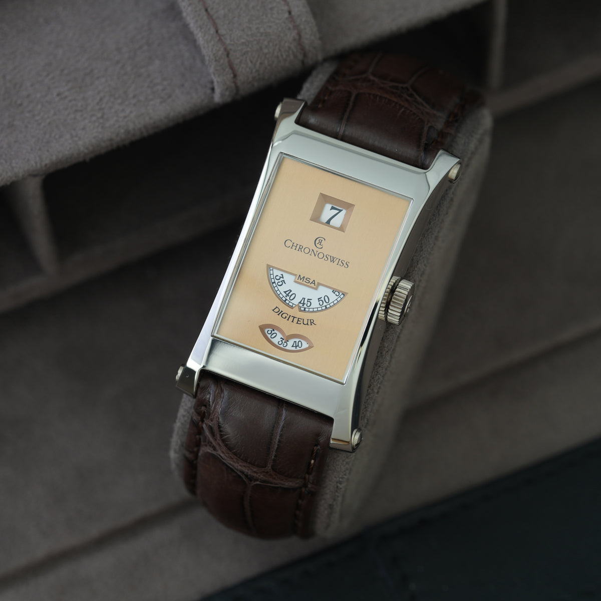 Chronoswiss Digiteur MSA Ref. CH1370 NOS Platin 'Full Set' *Lachs*