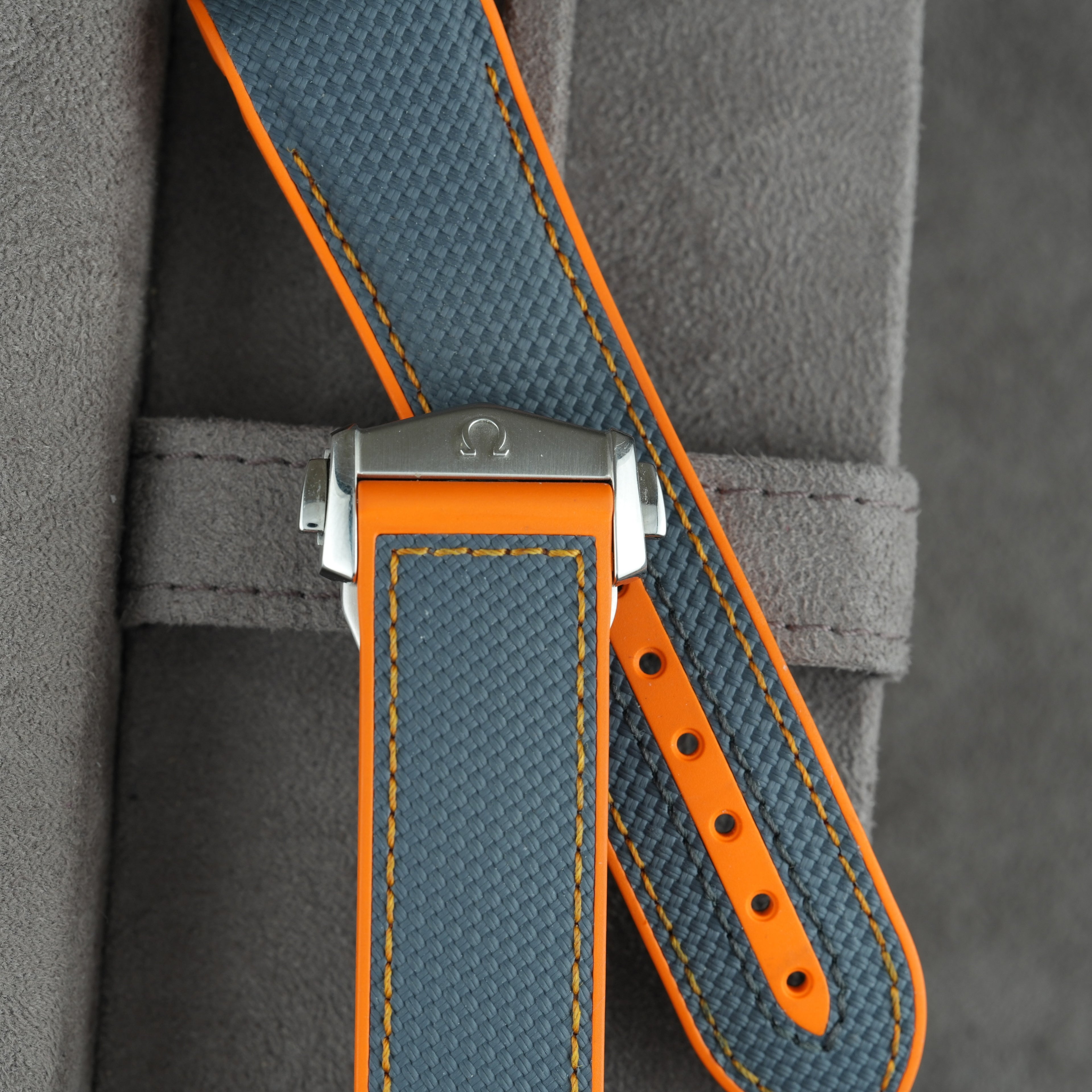 Omega Kautschukarmband Grau/Orange für Seamaster Planet Ocean