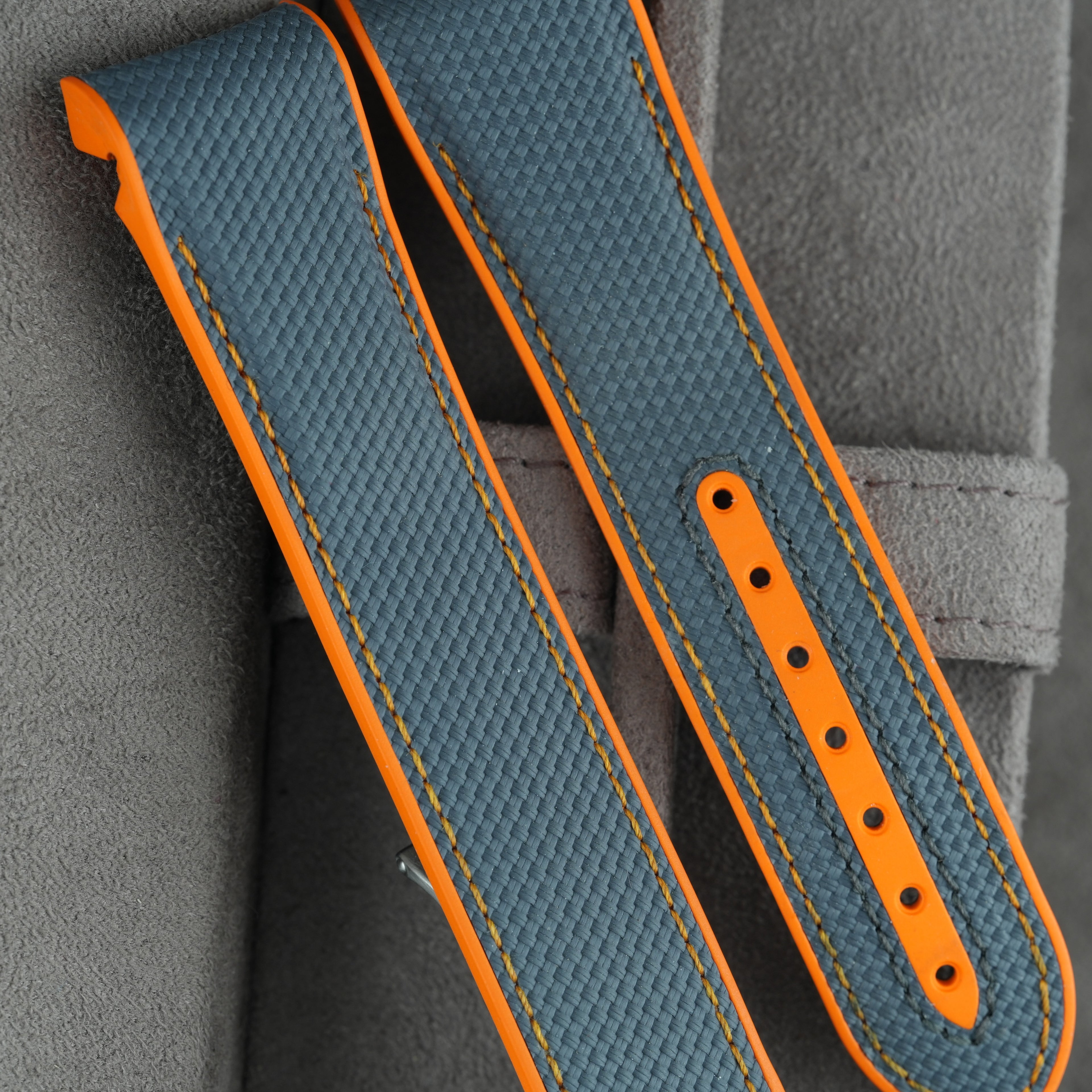 Omega Kautschukarmband Grau/Orange für Seamaster Planet Ocean