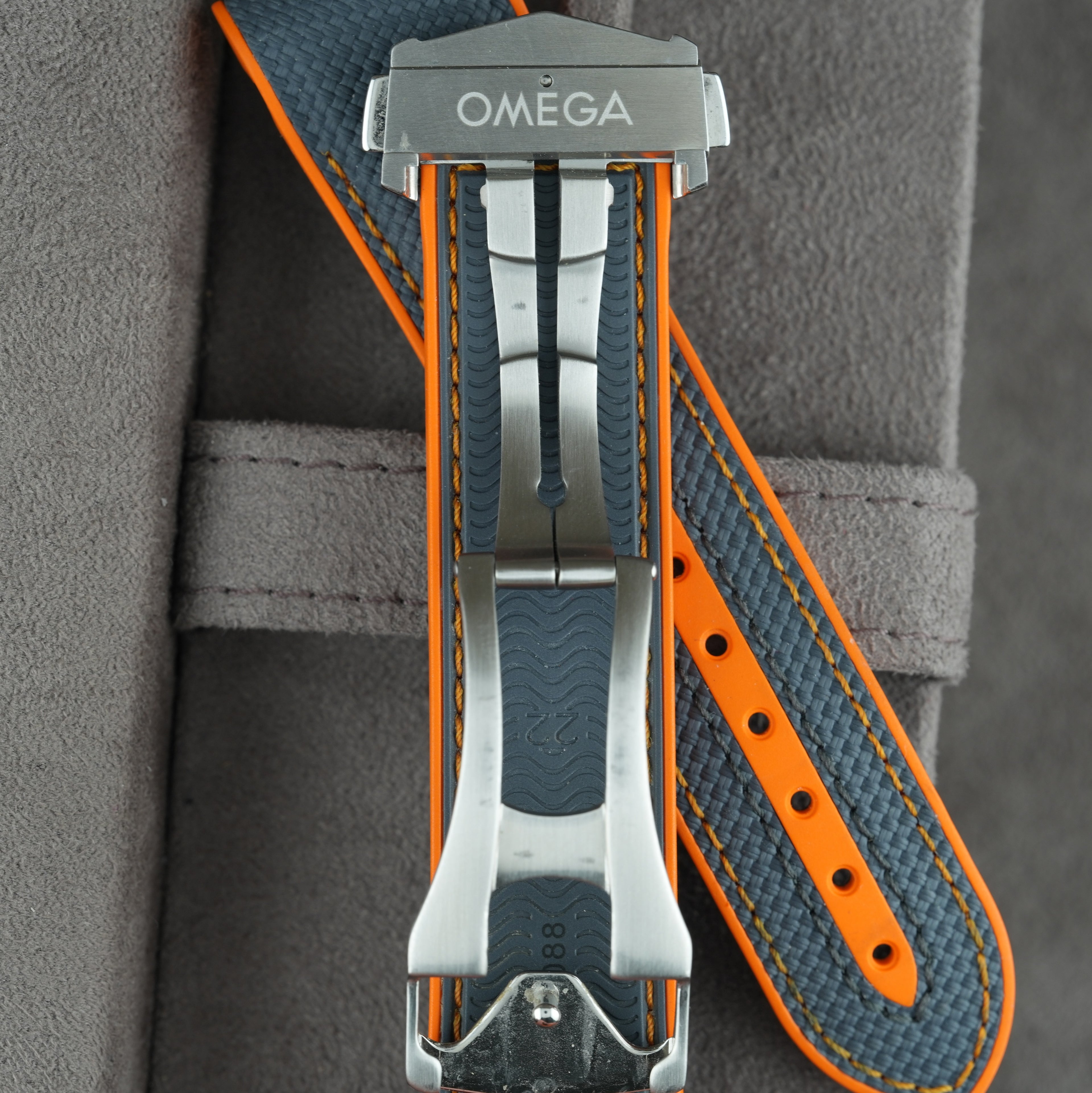 Omega Kautschukarmband Grau/Orange für Seamaster Planet Ocean