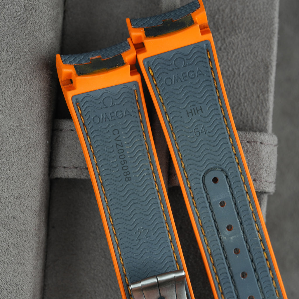 Omega Kautschukarmband Grau/Orange für Seamaster Planet Ocean