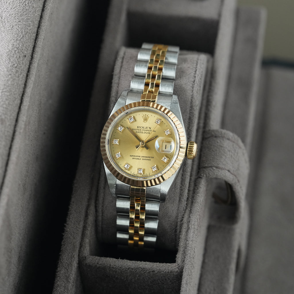 Rolex Lady-Datejust 26mm Ref. 69173 'Diamant-Blatt' Box & Papiere 1989