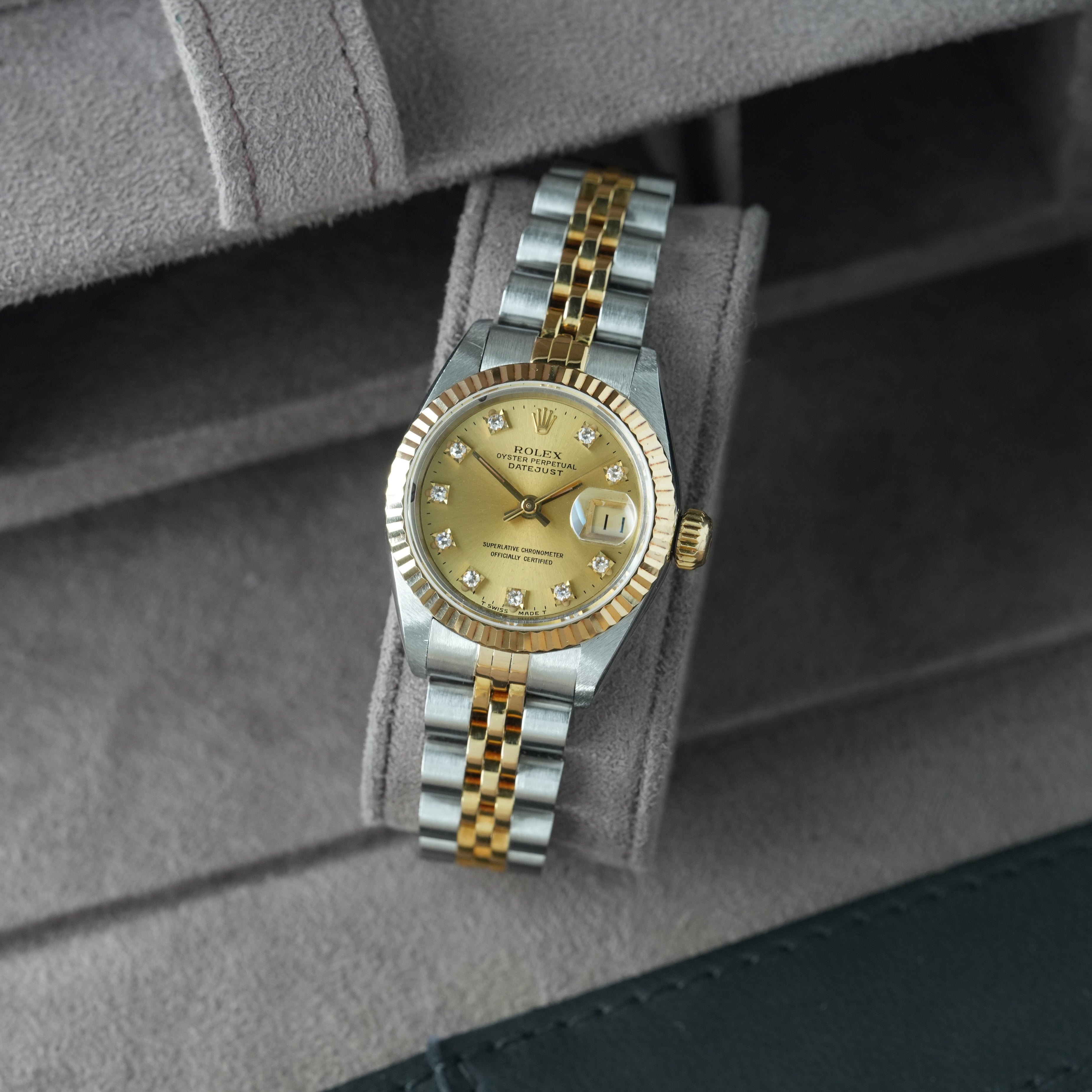 Rolex Lady-Datejust 26mm Ref. 69173 'Diamant-Blatt' Box & Papiere 1989