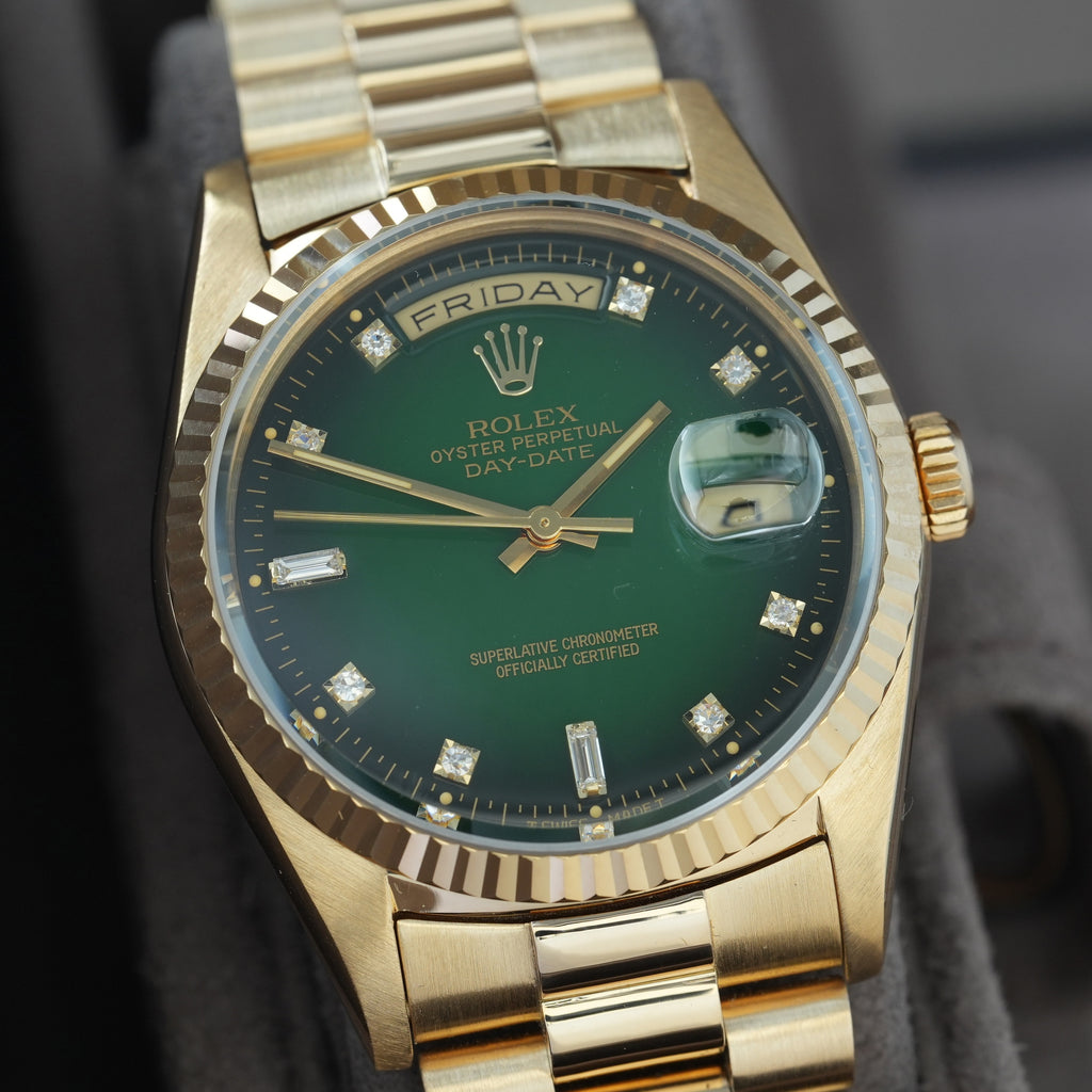 Rolex Day-Date Ref. 18238 'Grün Vignette-Degrade' Box & Papiere