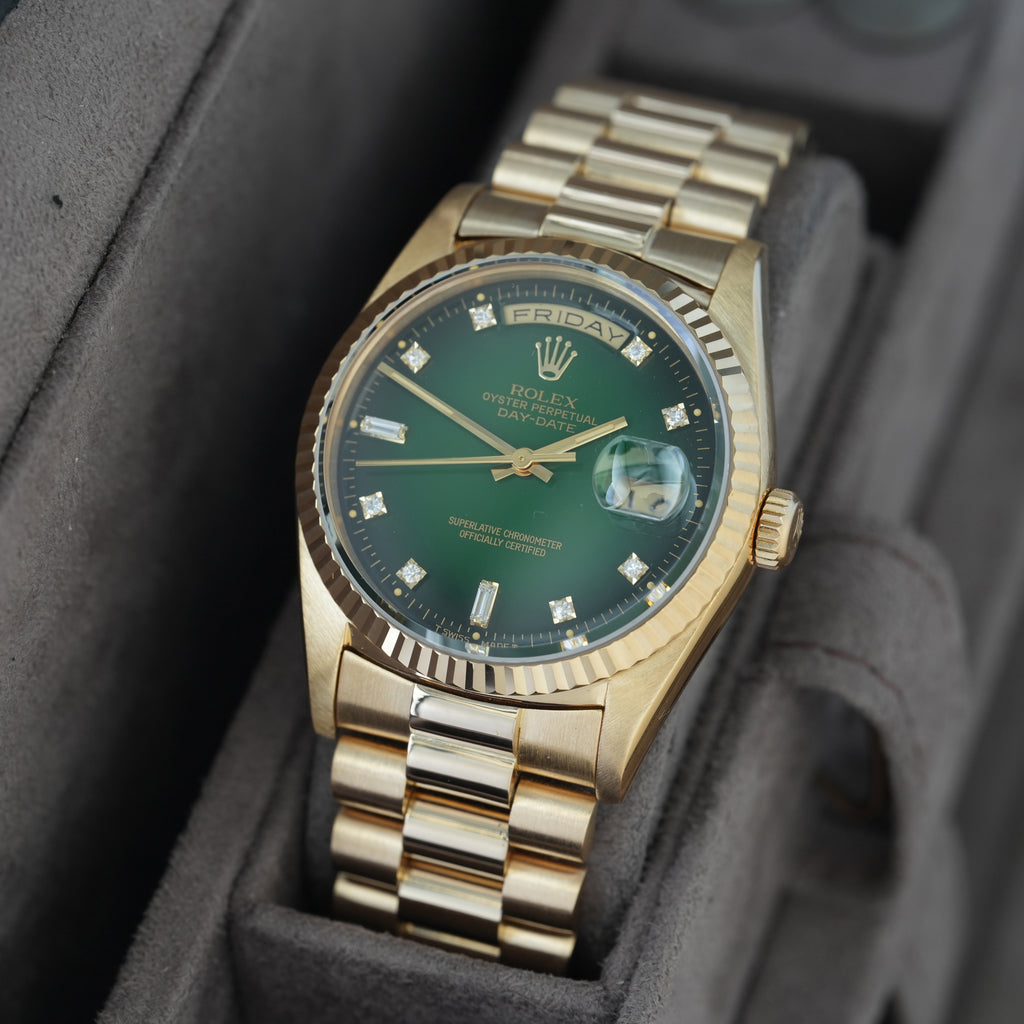Rolex Day-Date Ref. 18238 'Grün Vignette-Degrade' Box & Papiere