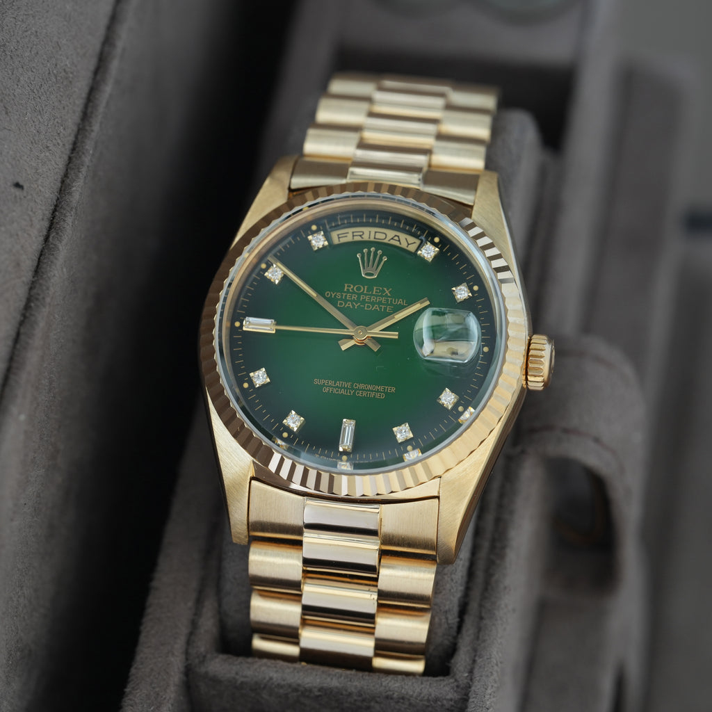 Rolex Day-Date Ref. 18238 'Grün Vignette-Degrade' Box & Papiere